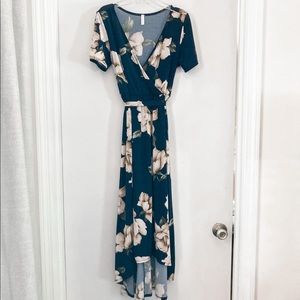 Pinkblush Navy Blue Floral Hi-Low Midi Dress - Medium (maternity friendly)